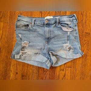Celebrity Pink Light Blue Distressed Denim Shorts